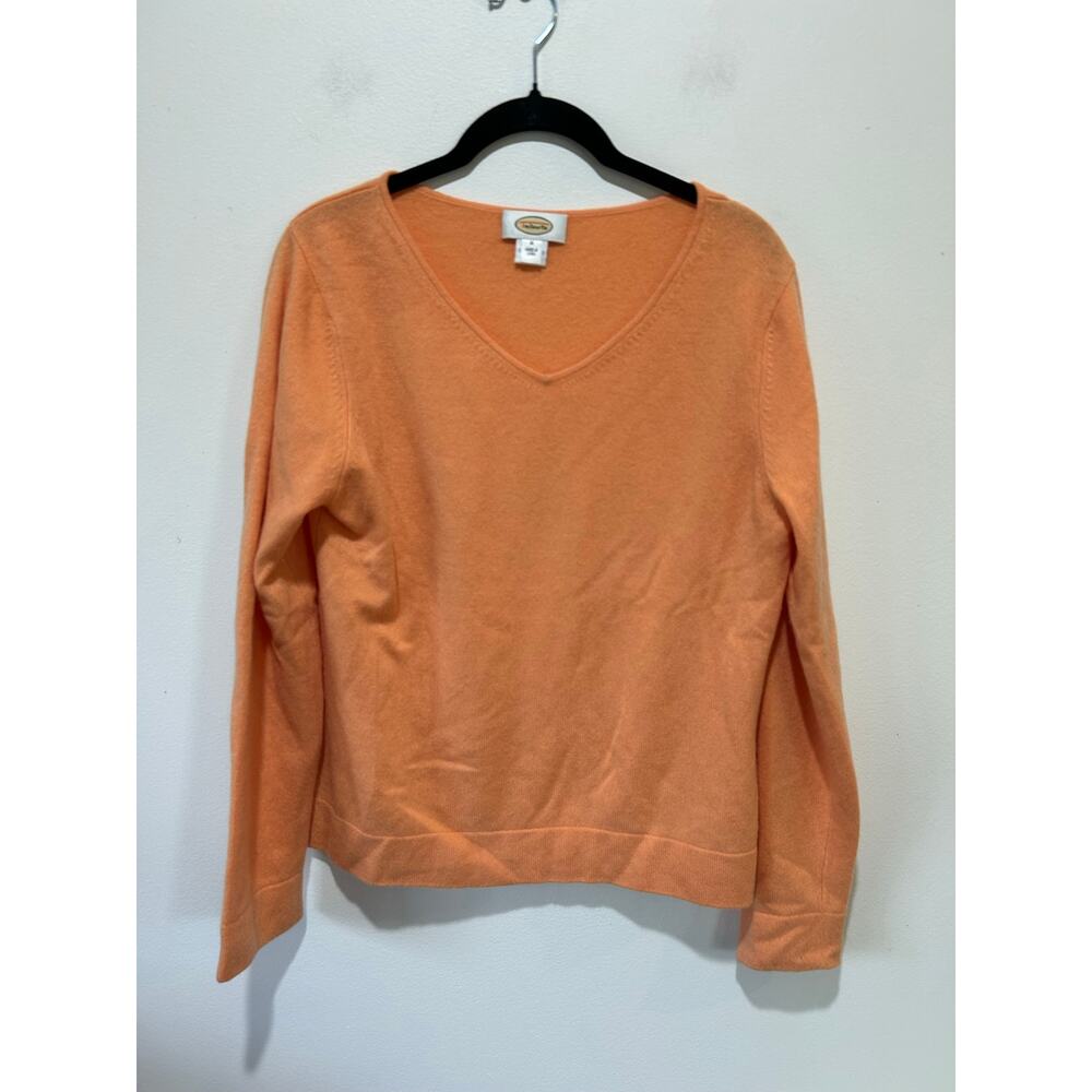 Talbots orange cashmere sweater size M v neck lightweight classic neutral